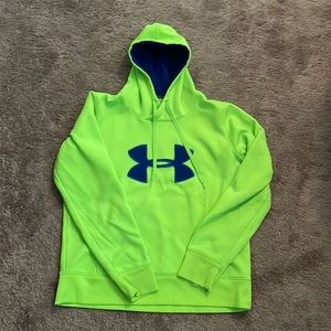 LAST DAY, CLOSET CLOSING!! Light green semi-fitted Coldgear w/ blue logo & hood